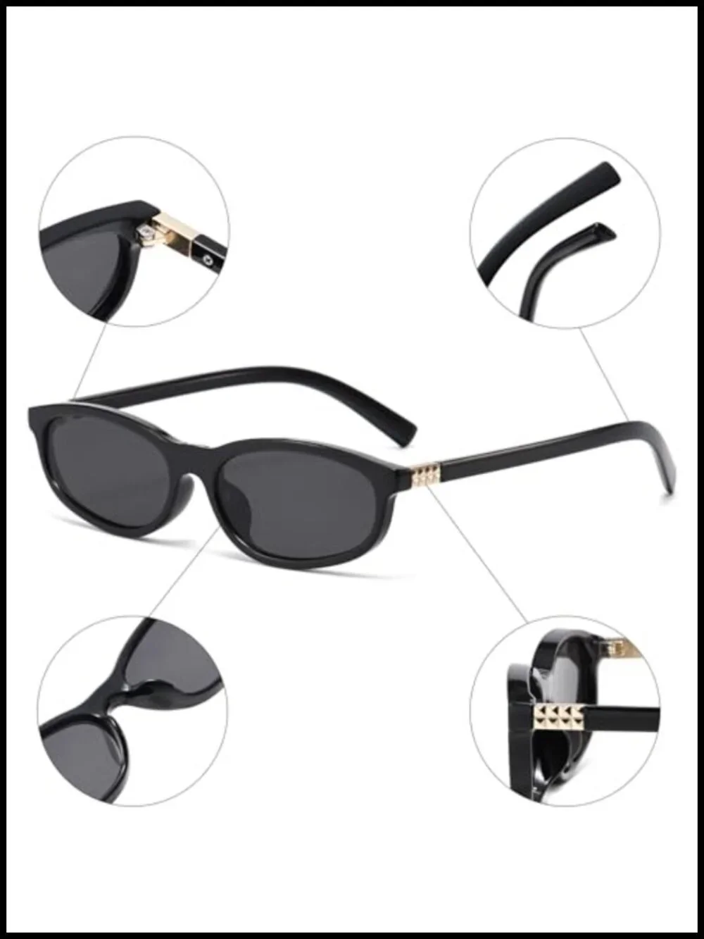 Retro Oval Cat Eye Sunglasses Narrow UV400 Protection Plastic Frame